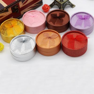 China Wholesale New Multi Colors Bowknot Hip Hop Ring Round Earring Box Custom Earring Packing Box for sale