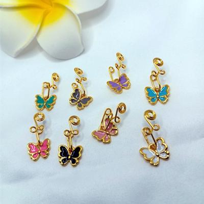 China New FASHIONABLE Design Enamel Colored Faux Nose Rings Cut On Nose Dangling Butterfly Pendant Nose Ring for sale