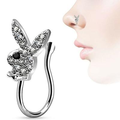 China Hot FASHIONABLE Europe and America Stainless Steel Clip On Bunny Nose Ring Nose Rings Rabbit Nose Cuff for sale