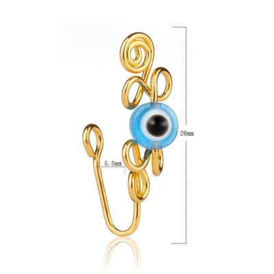 China TRENDY Handmade 18K Gold Plated Colorful Stainless Steel Nose Ring Non Piercing Evil Eye Nose Cuff For Women for sale