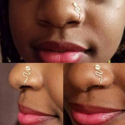 China Other Women Shape Brass Wire Entangle Tragus Earrings Sniff Ring Nose Rings Non Piercing Clip On for sale