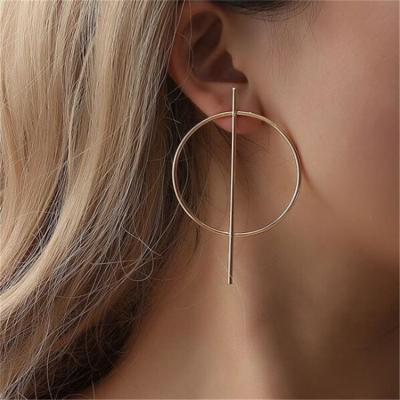 China New Fashionable Exaggerated Silver Gold Plated Big Hoop Earrings Surround Hoops Huggie Earrings for sale