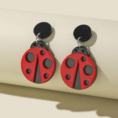 China Glitter Trendy Women Fashion Resin Acrylic Earrings Animal Ladybug Beetle Dangle Earrings for sale