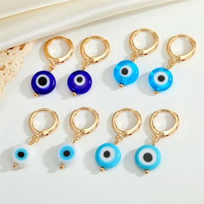 China Newest Arrival Women Resin Eye Fashionable Multi Color Evil Eye Acrylic Turkish Circle Earrings Evil Eye Hoop Earrings for sale