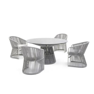 China Wholesale Modern Stainless Steel Metal Circles Base Dining Room Furniture Marble Dining Table Set With 4 Chairs for sale