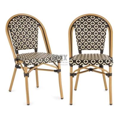 China Modern high quality commercial plastic bamboo PE look furniture factory supply restaurant restaurant wicker chair patio dining chair for sale