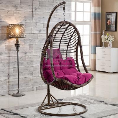 China Eco - Friendly Outdoor Durable Woven Wicker Hanging Chair With Cushion Bracket And Egg Chair for sale