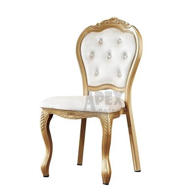 China Traditional Gold Hotel Party Event Wedding Manufacturer Chair Banquet Hotel Stainless Steel Table Outdoor Furniture Chair for sale