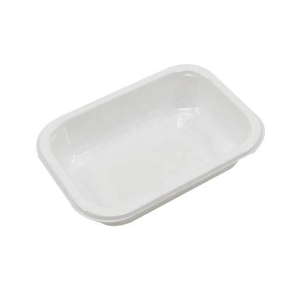 China CPET One Compartment Plastic Microwavable Take Away Microwave Customized Fast Food Containers Disposable Lunch Box Oven Tray White Black for sale