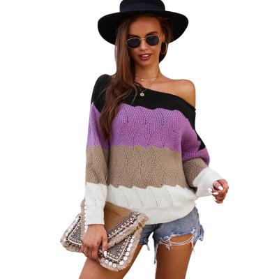 China Anti-wrinkle new style sale color block polyester spandex woolen autumn and winter women's warm sweater for sale