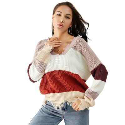 China Global Fashion Customized Stripe Hot Selling Women's Sweater Others Casual Sweater Women's Sweater Women's Sweater for sale