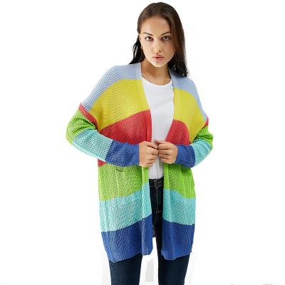 China Custom Graphic Splicing Cardigan Women's Casual Winter Sweater Ladies Sweater Coat for sale