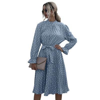 China Spring Fashion Anti-wrinkle Factory Long Sleeve Casual Women's Polka Dot Dress Breathable for sale