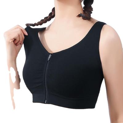 China Wholesale Windproof Women's Fitness Yoga Wear High Support Zipper Detachable Padded Front Women's Sports Bra for sale