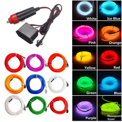 China PVC DC 12V Automobile Atmosphere Lamp Car Interior Lighting LED Strip Decoration Flexible Garland Wire Rope Tube Line Neon Lamp for sale