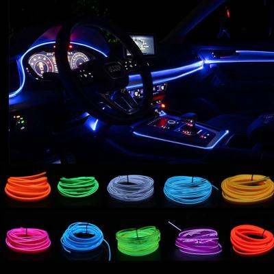 China PVC EL Wire For Car Interior Strip Lights 1m/2m/3m/5m Flexible Neon Atmosphere LED Rope Strip Ambient Light For Car Door Styling Lamp for sale