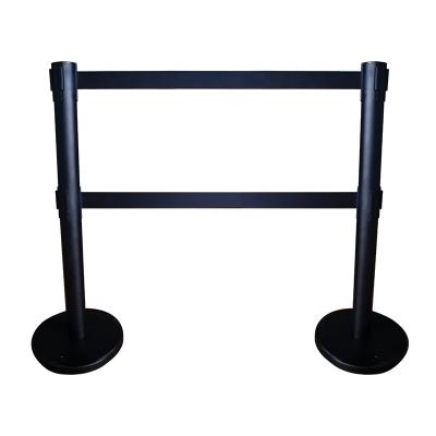 China Stainless Steel Crowd Control 1m/2m/3m Single/Double Retractable Bank Stand Queue Belts Telescopic Sash With Rubber Base for sale