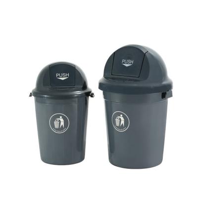 China Sustainable Gray Color Round Type Outdoor Trash Can Garbage Bin With Rolling Cover Dome Lid for sale