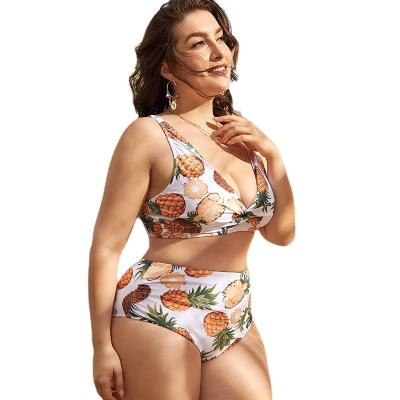 China 2022 New Women's Thin Shoulder Slit Bikini Breathable V-Neck High Sexy Oversized Deep Waist Printing Swimsuit for sale