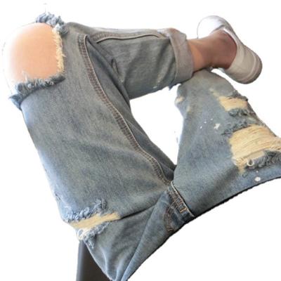 China 2022 New Fashion Women's 9 Point Jeans Loose Leg Warmers Large Size Breathable Thin Beggar Hole for sale