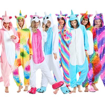 China Unicorn Animal Pajamas Flannel Cartoon 2021 Women's QUICK DRY pajamas set home clothes couple pajamas for sale