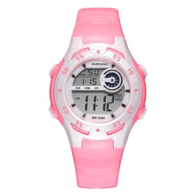 China Alarm Pink Color Girl Digital Watch 5 Bar Waterproof Sport Watch For Kids for sale