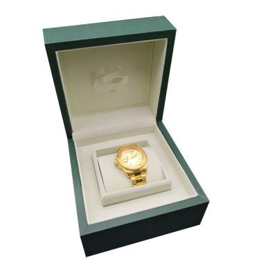 China Handmade luxury design green color leather gift box for watch packaging for sale