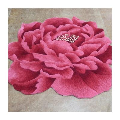 China Non-slip Door Mat Floral Design Handmade Custom Flower Shape Carpet Custom Shape Covers For Living Room for sale