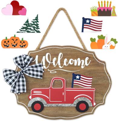 China China Amazon Wholesale Custom HOT Sale Welcome Sign For Front Door Red Truck for sale