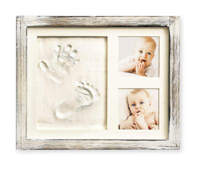 China Wholesale Custom Modern Vintage Baby Handprint Kit Baby Picture Frame Rustic WHITE for sale