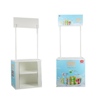 China Heavy Duty Promotion Counter Rack Display Trade Show Advertising Exhibition Event Desk Floor Standing Plastic PP Counters Foldable Promotion Table for sale