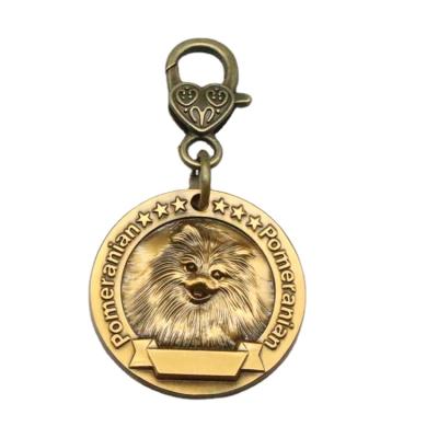 China International Pomeranian Puppy Family Customized Brass Pet Dog Tag for sale