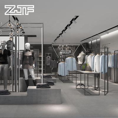 China Eco-friendly design decoration men's clothing store metal garment showcase retail interior design custom clothes for sale