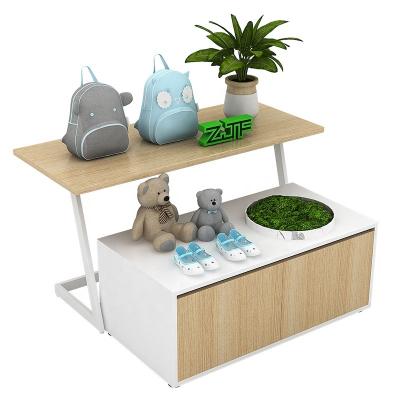 China Eco-friendly Modern Shop Wooden T-shirt Cloth Display Unit Kids Clothes Display Stand For Store for sale