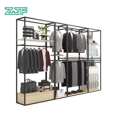 China Luxury Metal Merchandise Promotion Mall Rack Shelf Men's Clothing Display Rack Eco-friendly Clothing Display Rack For Retail Clothes for sale