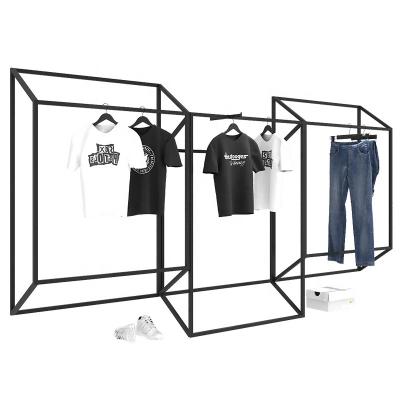 China Eco-friendly Retail Men Clothes Store To Stand Boutique Metal Clothes Wall Mounted Display Rack For Decoration for sale