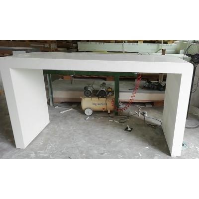 China Eco-friendly high gloss white acrylic artificial marble long home table office workstation bar table for sale