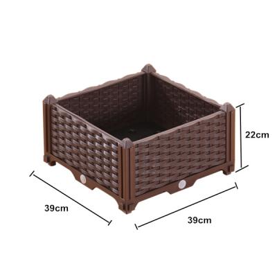 China Eco-Freindly PP 39 x 39 x 22 cm Easy Care Rattan Garden Bed High Bed Design Stackable Garden Material High Bed for sale