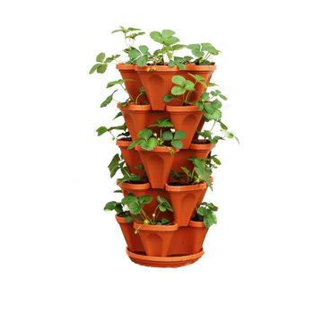 China Eco-Freindly DIA34 X 15 cm Dia45 X 20 cm stackable flower pots that can be stacked to save space pp material stackable flower pots for sale