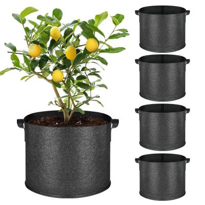 China Free Samples Durable 5 Pack 5 7 10 15 25 30 100 Gallon Black Nonwoven Fabric Growing Pot for sale