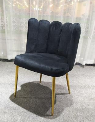 China Slipcovered Plush Velvet High Density Foam Soft Dining Chairs New Design Living Room Furniture Fabric PU Chairs With Gold Metal Legs for sale