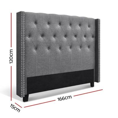 China Modern Stylish Button Tufted Popular Design Bed Headboard With Wooden Legs Queen Size Headboard Low Price for sale