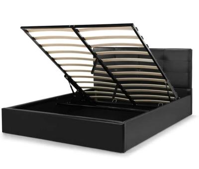 China Comfortable and stylish storage leather-feel, double gas lift storage, bed for sight black color for sale