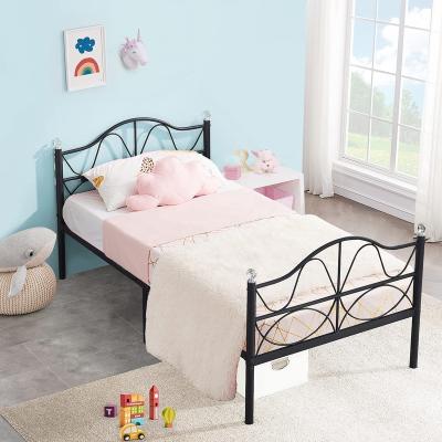 China Storage Heavy Duty Twin Size Single Power Coated Black Metal Bed Frame For Kids for sale