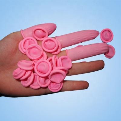 China Anti-static Dust-free Finger Cots Pink Disposable Latex Finger Cots for sale