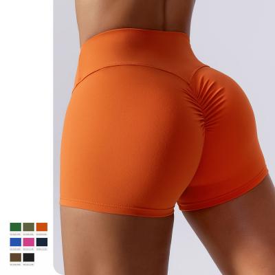 China Antibacterial High Waist Workout Shorts No Embarrassment Double Line Sided Swept Yoga Pants Women S Hip Lifting Sports Shorts 8120 for sale