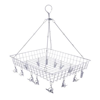 China Good quality multifunctional laundry stocked aluminum hanger with basket and clip socks hanger for sale