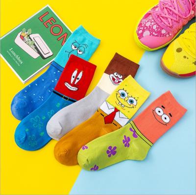 China QUICK DRY Autumn Winter Squidward Tentacles Print Squidward Sock Print Patrick Star Anime Cartoon Fun Kawaii Women Cotton Casual Socks Relieve Breathable for sale