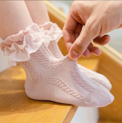 China Wholesale New QUICK DRY Wholesale Infant Spring and Autumn Girls Dance Korean Knitted Ruffle Lace Baby Socks for sale