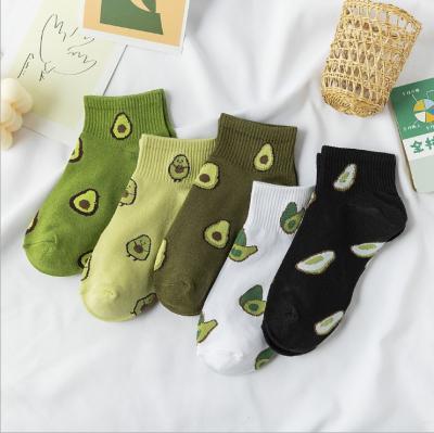 China New Fashion Women Cotton Fruit Cartoon Socks Summer QUICK DRY Japanese Avocado Cute Boat Socks Casual Soft Girls Short Socks for sale